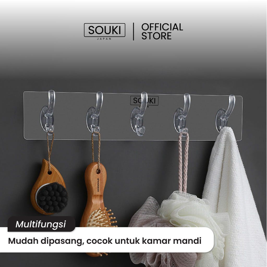 Gantungan Dapur Kamar Mandi / Gantungan Tempel Hook Enam Kait / Gantungan Hook Serbaguna