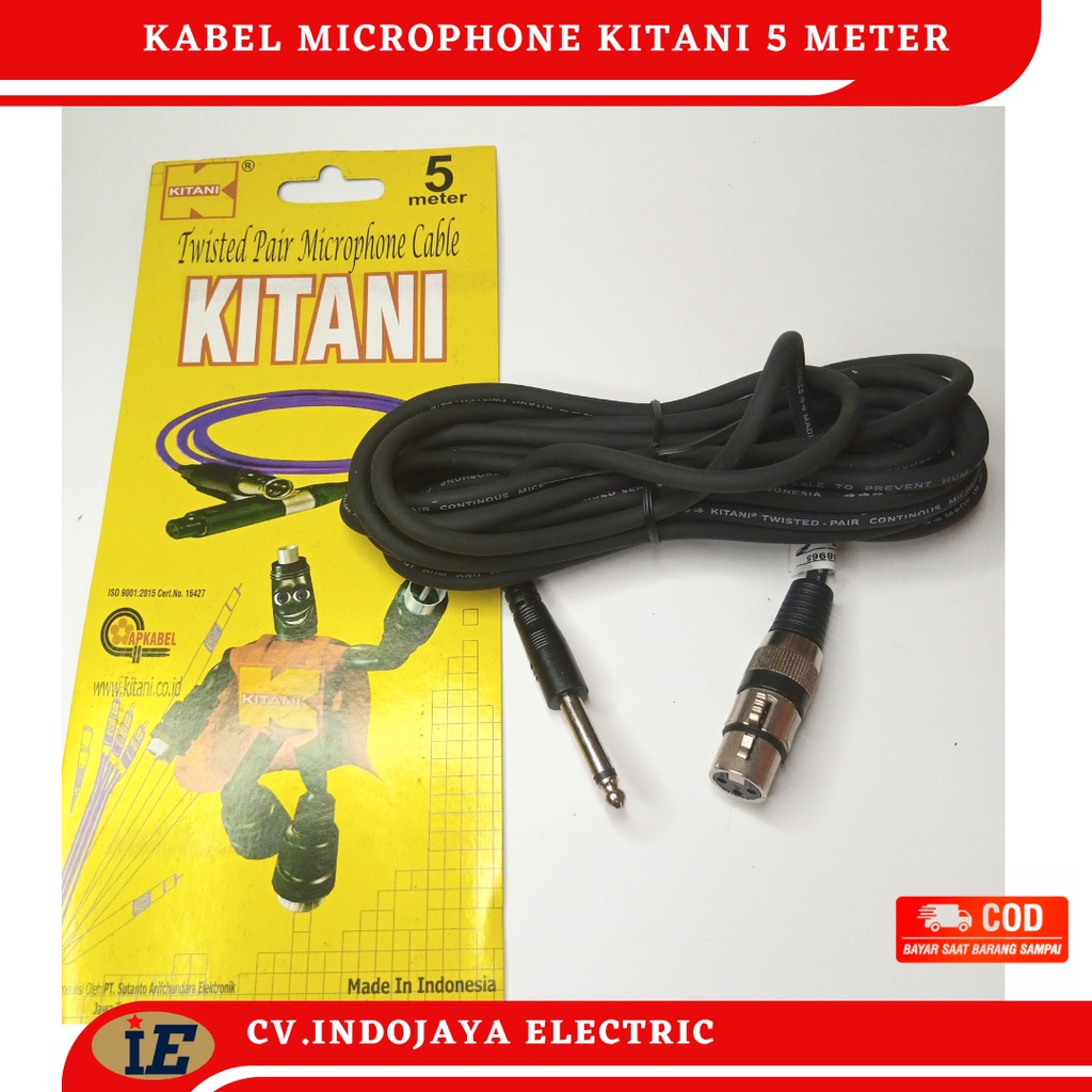 Kabel mic KITANI kabel microphone jack xlr female to jack akai panjang 5 meter