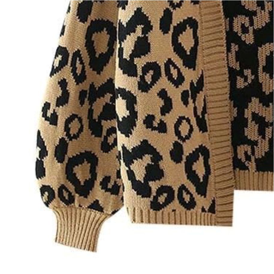 Cardigan Rajut Korea Vintage Leopard