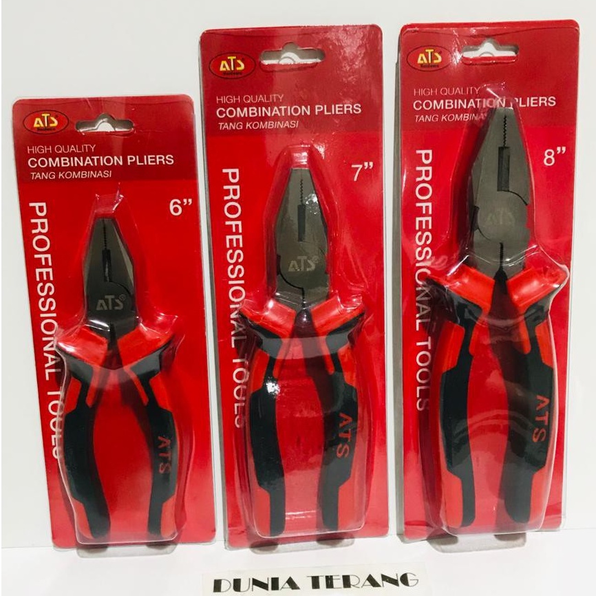 Tang Kombinasi ATS 8in Merah Hitam / Chrome Combination Plier 8 Inchi / Tang Serbaguna