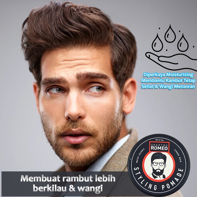 SHANTOS ROMEO Pomade Rambut 75 G Styling Pomade Hair Oil Minyak Rambut HOL-SHANTOS