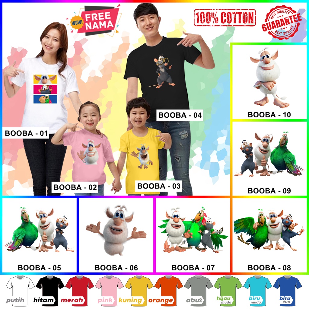 [FREE NAMA!!] Baju Kaos ANAK DAN DEWASA BOOBA BANYAK MOTIF