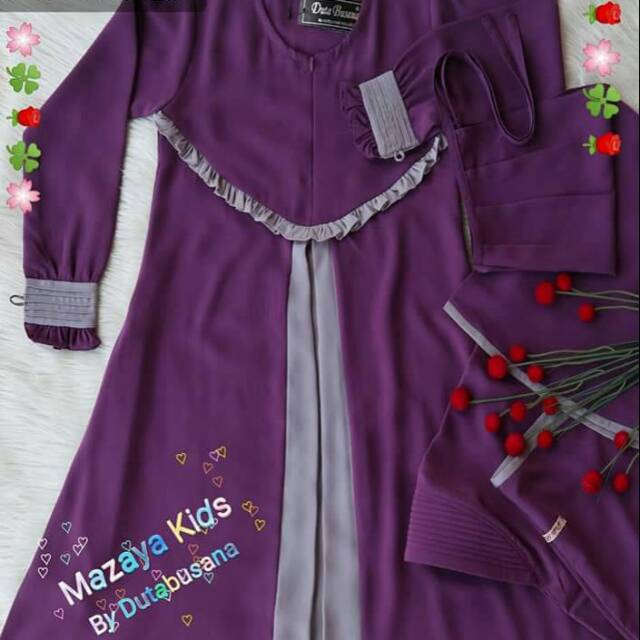 SET GAMIS ANAK MAZAYA KIDS JILBAB BOLONG PET ANTEM CADAR TALI