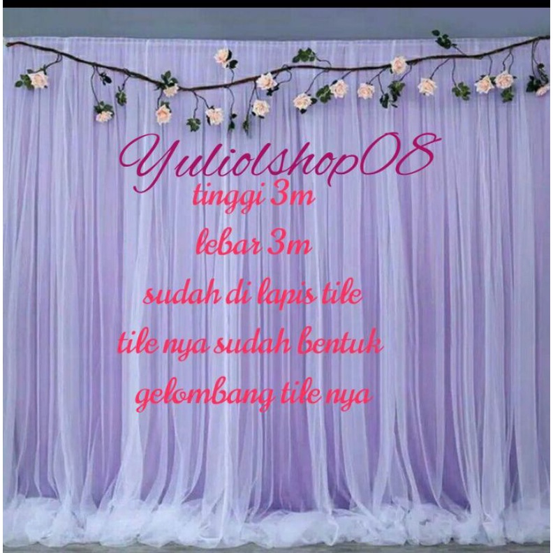 Backdrop Kain Abutai Lapis Tile Polos Tinggi 3 Meter Lebar 3 Meter untuk Dekorasi