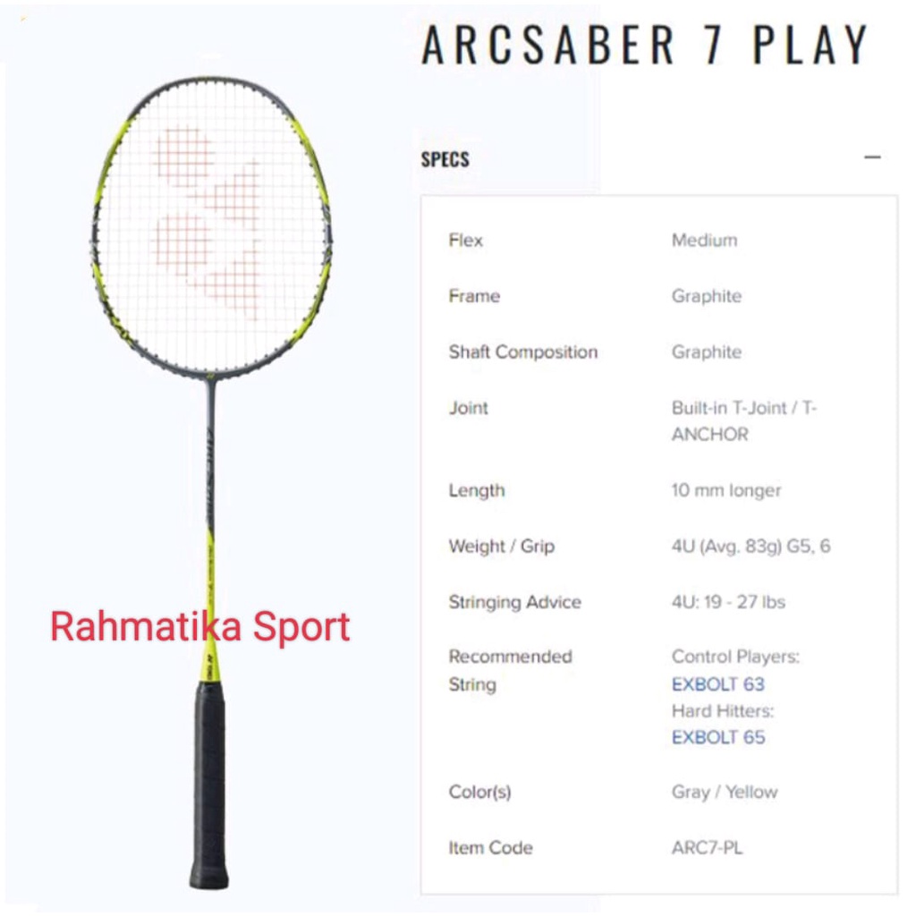Raket YONEX ARCSABER 7 PLAY Original
