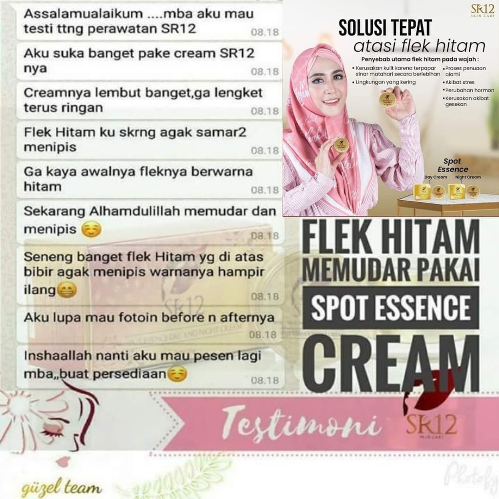 SPOT ESSENCE DAY &amp; NIGHT CREAM SR12 / MENCERAHKAN BEBAS FLEK HITAM BEKAS JERAWAT / CREAM WAJAH