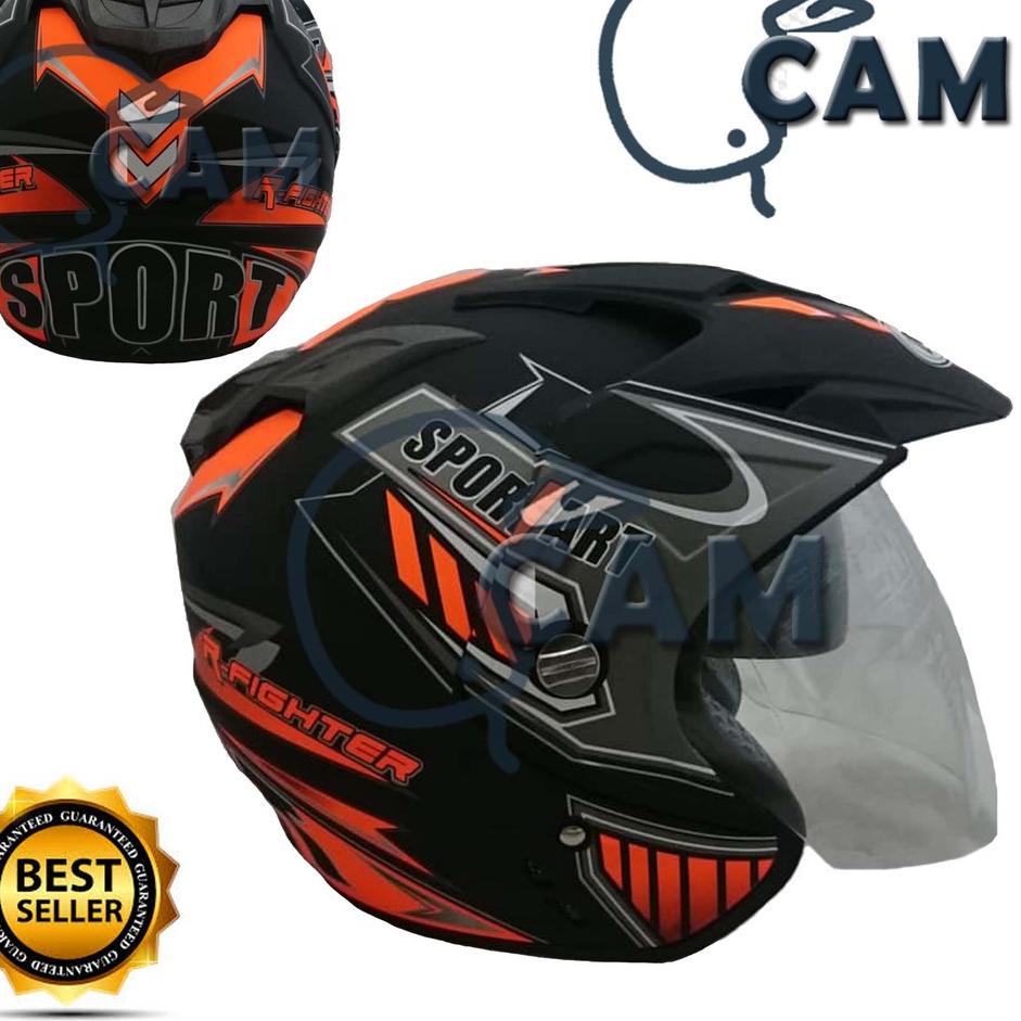 Lebih Laris Helm motor sni double visor (2 kaca) Sport orange DMN KNC