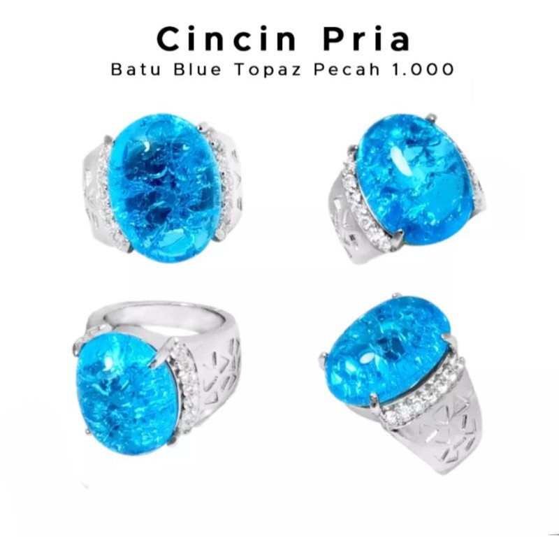 CINCIN PRIA BATU BLUE TOPAZ PECAH 1000