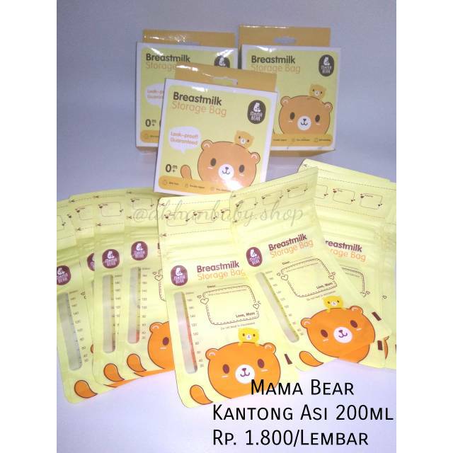 JUAL SATUAN MAMABEAR KANTONG PLASTIK ASI 200ML