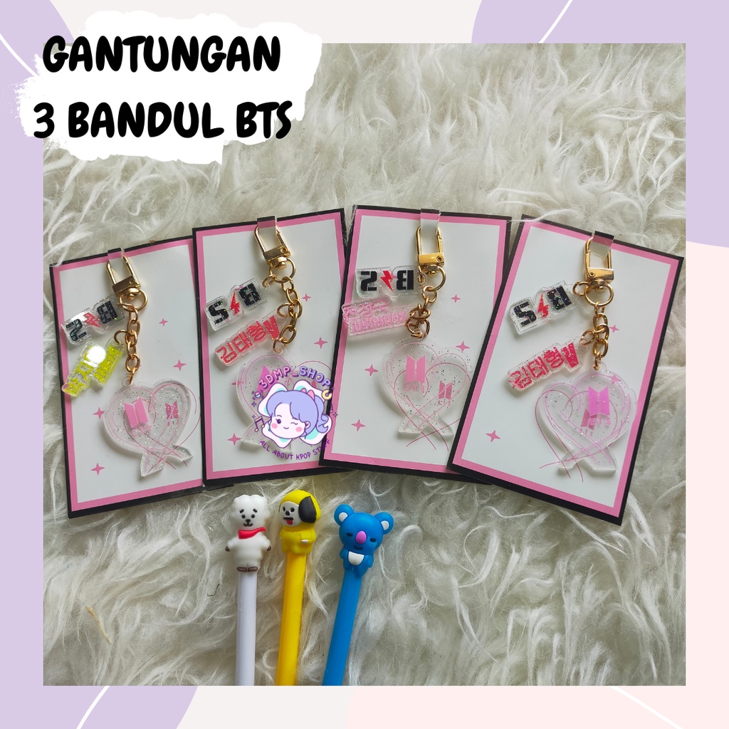 Gantungan Kunci Ganci Keychain BTS 3bandul