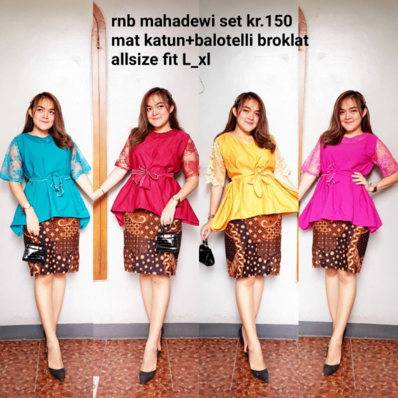 Simifashion Kebaya Set (stelan Kebaya) Motif Batik Solo Ori Bahan Brokat Mix Katun