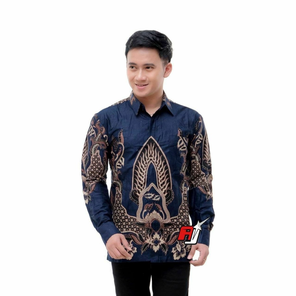 BATIK PRIA SIZE M L XL XXL BSWART BatiK HRB026 Kenongo Hem Panjang Padi