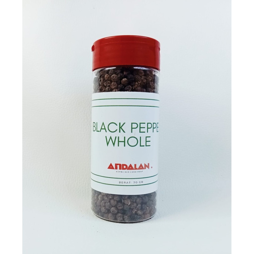 

ANDALAN Lada Hitam Utuh - Whole Black Pepper botol 70gr