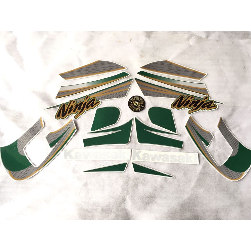 STRIPING STIKER NINJA R 150 2 TAK HIJAU TUA BOTOL BAHAN PREMIUM METALIC