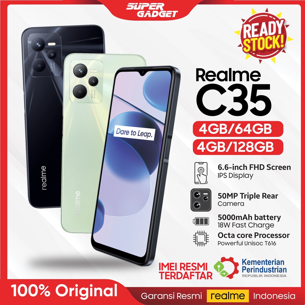 Realme C35 4/64 4/128 4GB 64GB 128GB RAM 4 ROM 64 128 GB HP Smartphone Android