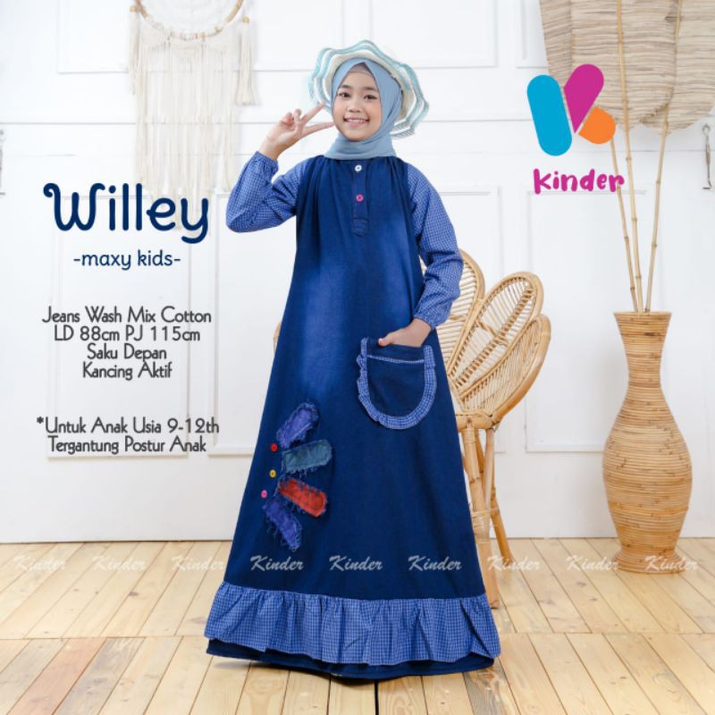 Willey Maxy Kids Ori Kinder Baju Gamis Jeans Anak Shopee Indonesia