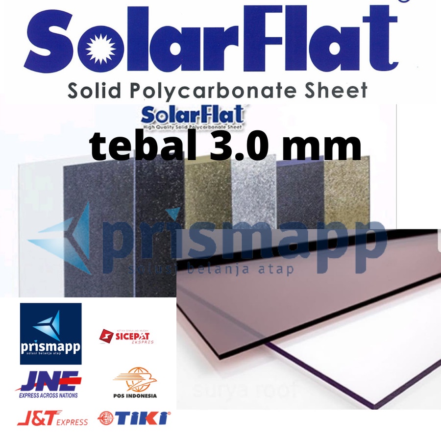 Solarflat 3.0 mm, Atap Solid Solartuff, Solar Flat harga PER 50 cm