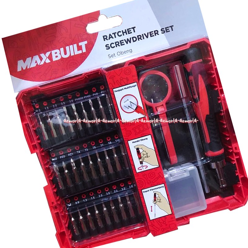 Krisbow Maxbuilt Pricision Ratchet Screwdriver Set 31pc Alat Perkakas Obeng Set Mata Bisa DiGanti Tukar Tukar