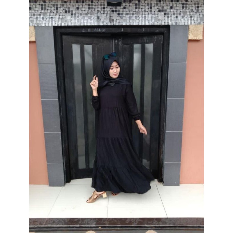 Gamis rayon kerut berjenjang