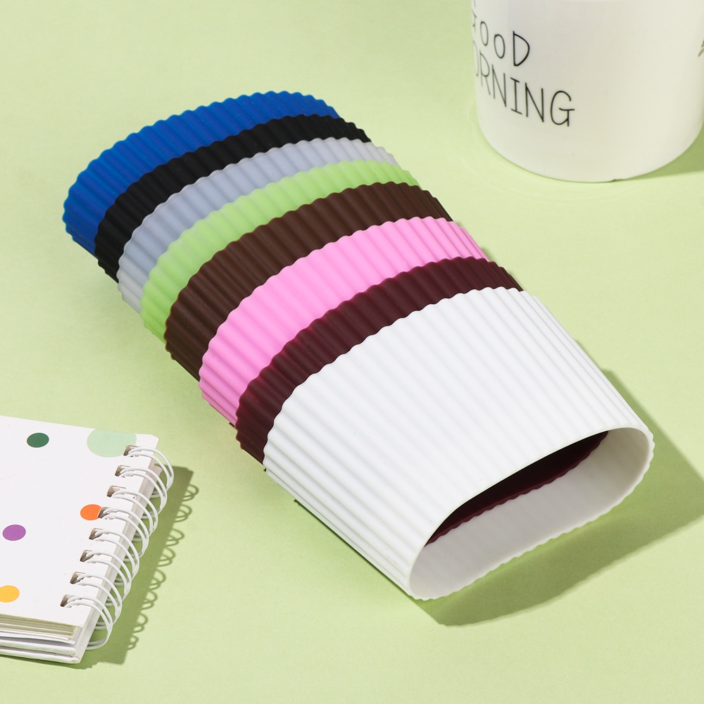 POPULAR Kitchen Tool Bottle Sleeves Table Mats Thermos Cup Coasters Silicone Cup Sleeve Non-Slip Round Durable Anti-fall Insulation Cup Cover/Multicolor