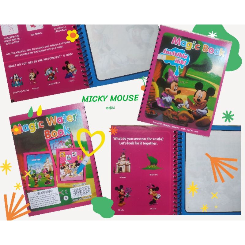 [TERMURAH] Buku Mewarnai digunakan Berulang termurah anti berantakan mengalihakan dari gadget magic water book-Mickey Mouse