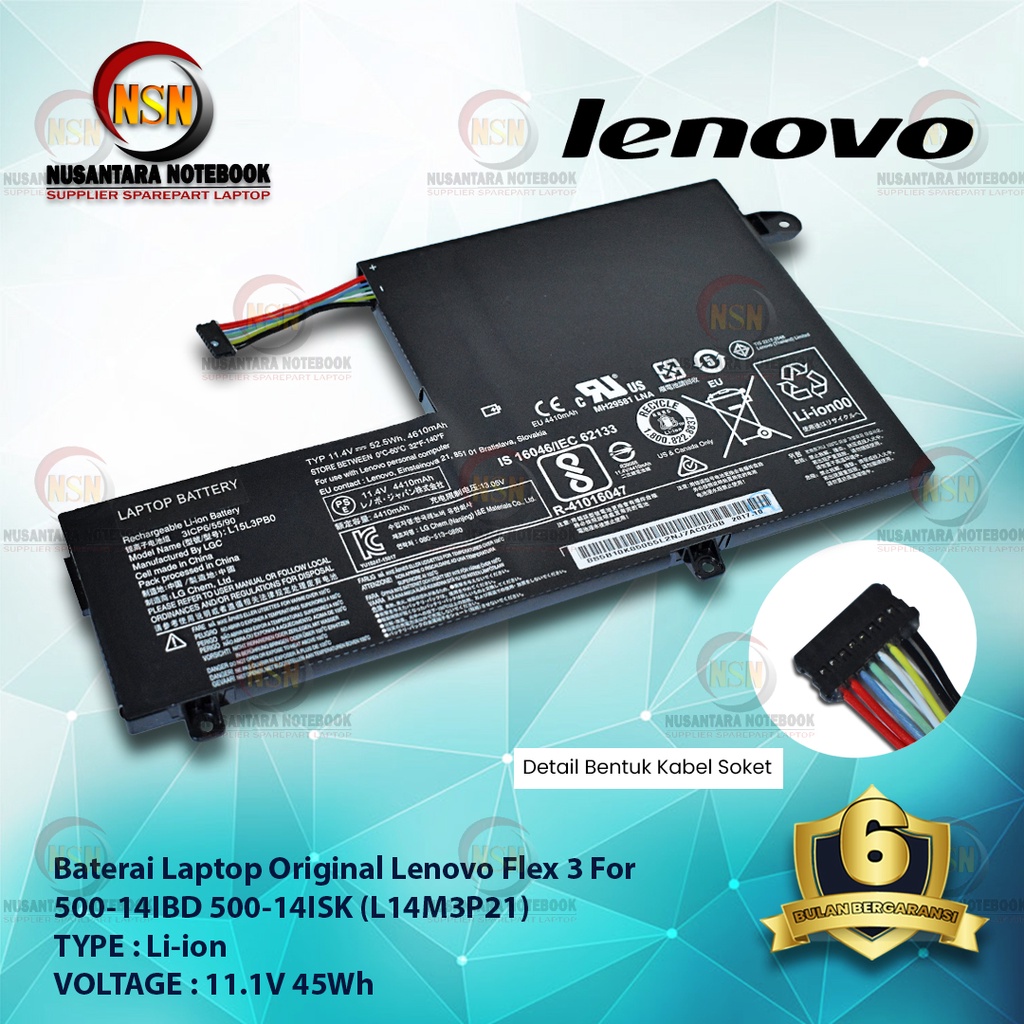 Baterai Laptop Original Lenovo FLEX 3 FLEX 4 500-14IBD 500-14ISK L14M3P21/L15L