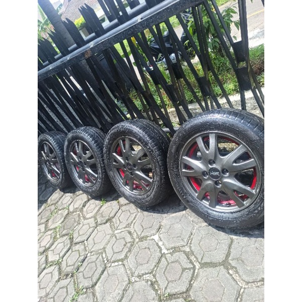 4 Velg R14 PCD100+Ban 175/65 Brio calya sigra agya ayla karimun sirion datsun vios. jazz yaris etios picanto atoz visto