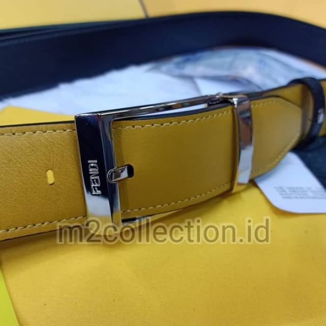 Ikat Pinggang FENDI belt Yellow and Black Mirror Quality / Gesper-Biru and Red