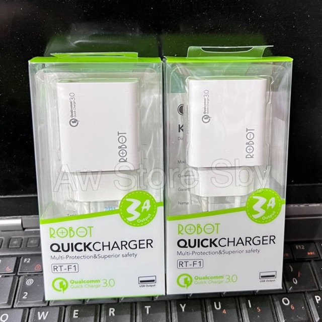 (ROBOT RF1) Adapter/ Kepala Charger 18W Quick Charge 3A Qualcomm 3.0 Adapter Xiaomi/ Samsung/ oppo/ vivo