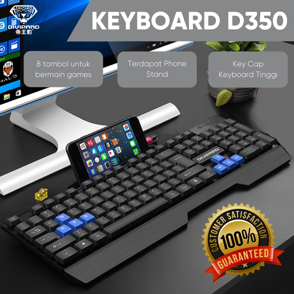 Keyboard Gaming Model Kabel D350 Divipard Komputer Laptop Plus Docking