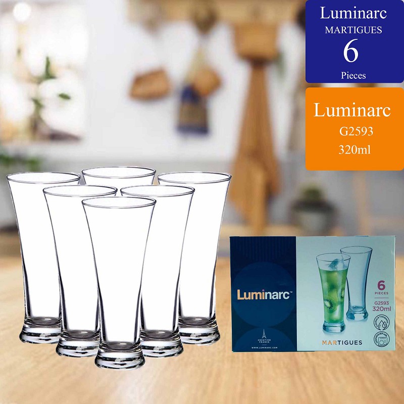 Gelas Set 6pcs * Gelas Kaca * Luminarc Martigues * Gelas Minum 320ml * G2593