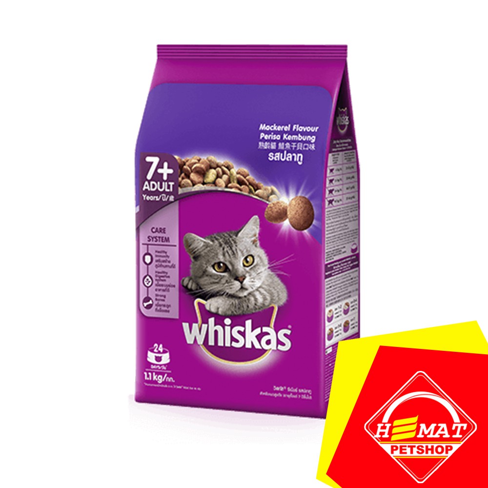 Whiskas Senior Mackerel 7+ 1,1 Kg Makanan Kucing Fresh Pack