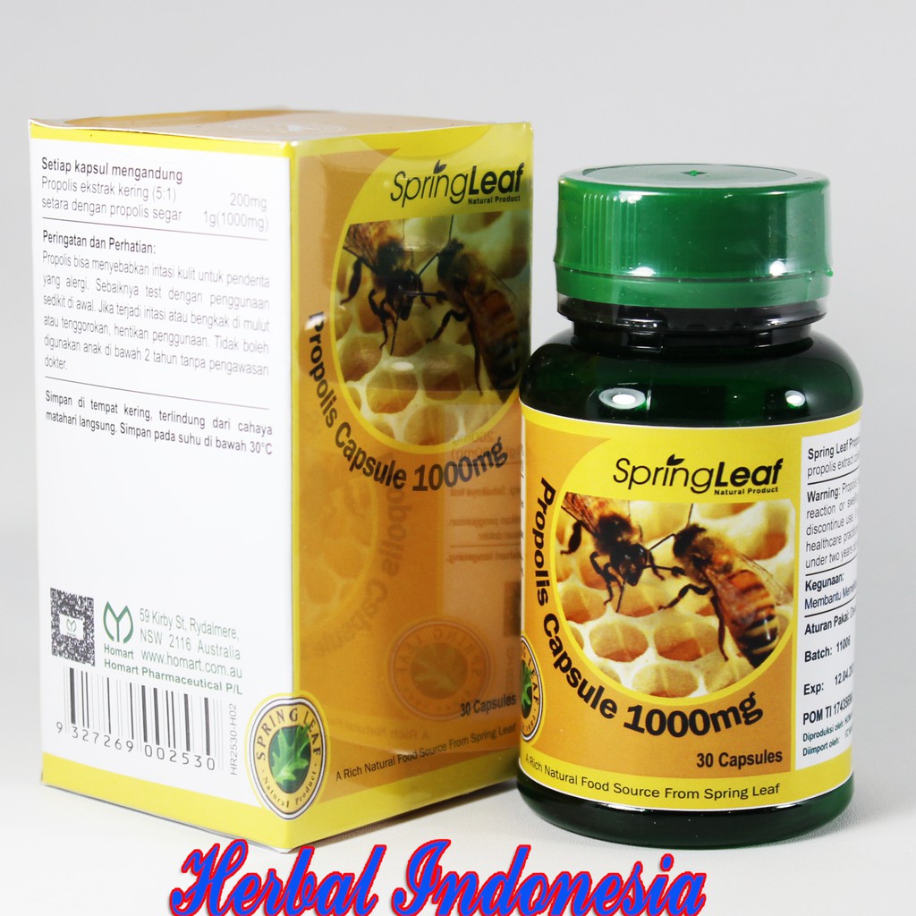 Spring Leaf Propolis Capsule 1000mg Isi 60kapsul Springleaf