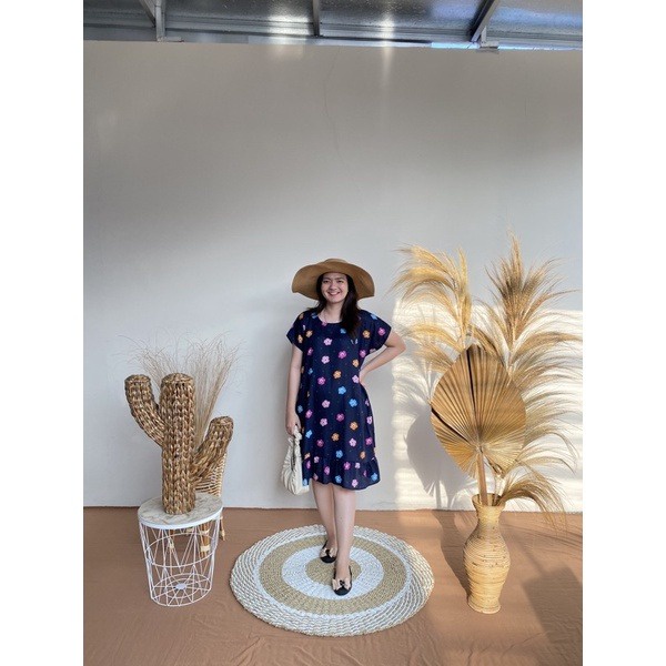 Daster Viral Ruffle Busui Friendly Resleting Depan Lengan Pendek | Daster Kekinian Busui Murah | Daster Rayon Busui Motif Terbaru Panjang Selutut-Busui LolyNavy