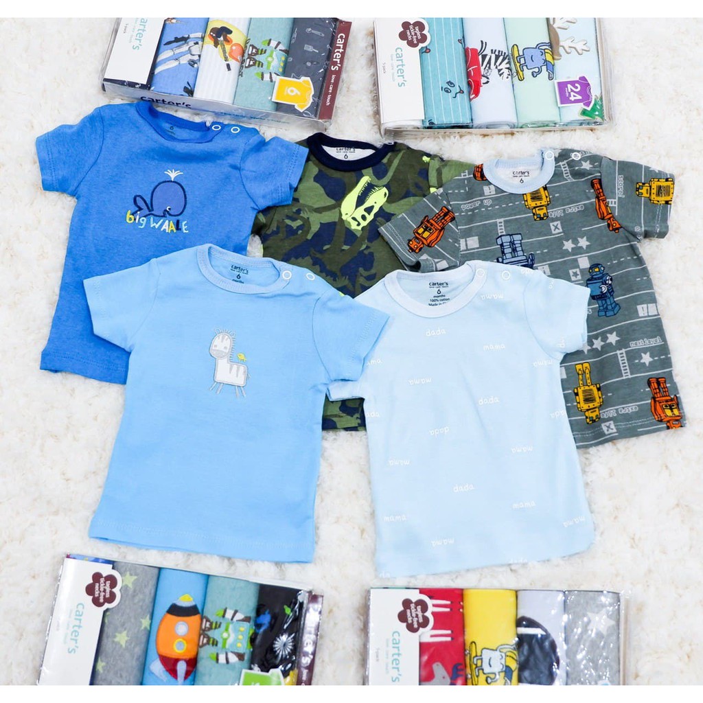 LID9036 Boys/ Girls CARTER'S 5 in1 Atasan Bayi Lengan Pendek dg Kancing Pundak Premium Cotton