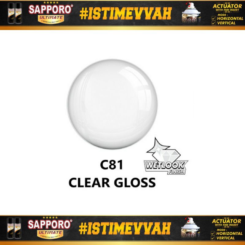 sapporo ultimate clear gloss glossy pernis vernis transparan finishing C81 400ml cat semprot spray paint pilox pilok