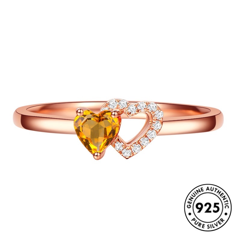 Cincin S925 Silver Rose Gold Bentuk Hati