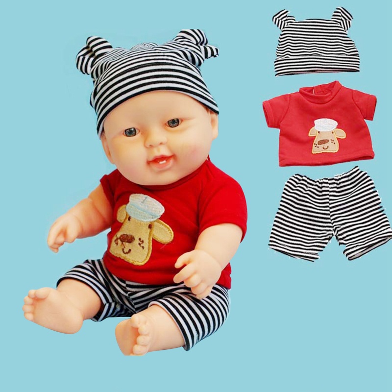 Mary 3Pcs/lot Setelan Piyama Beruang Lucu Memakai Fit 30cm Baby Untuk Boneka Reborn Baju Bayi