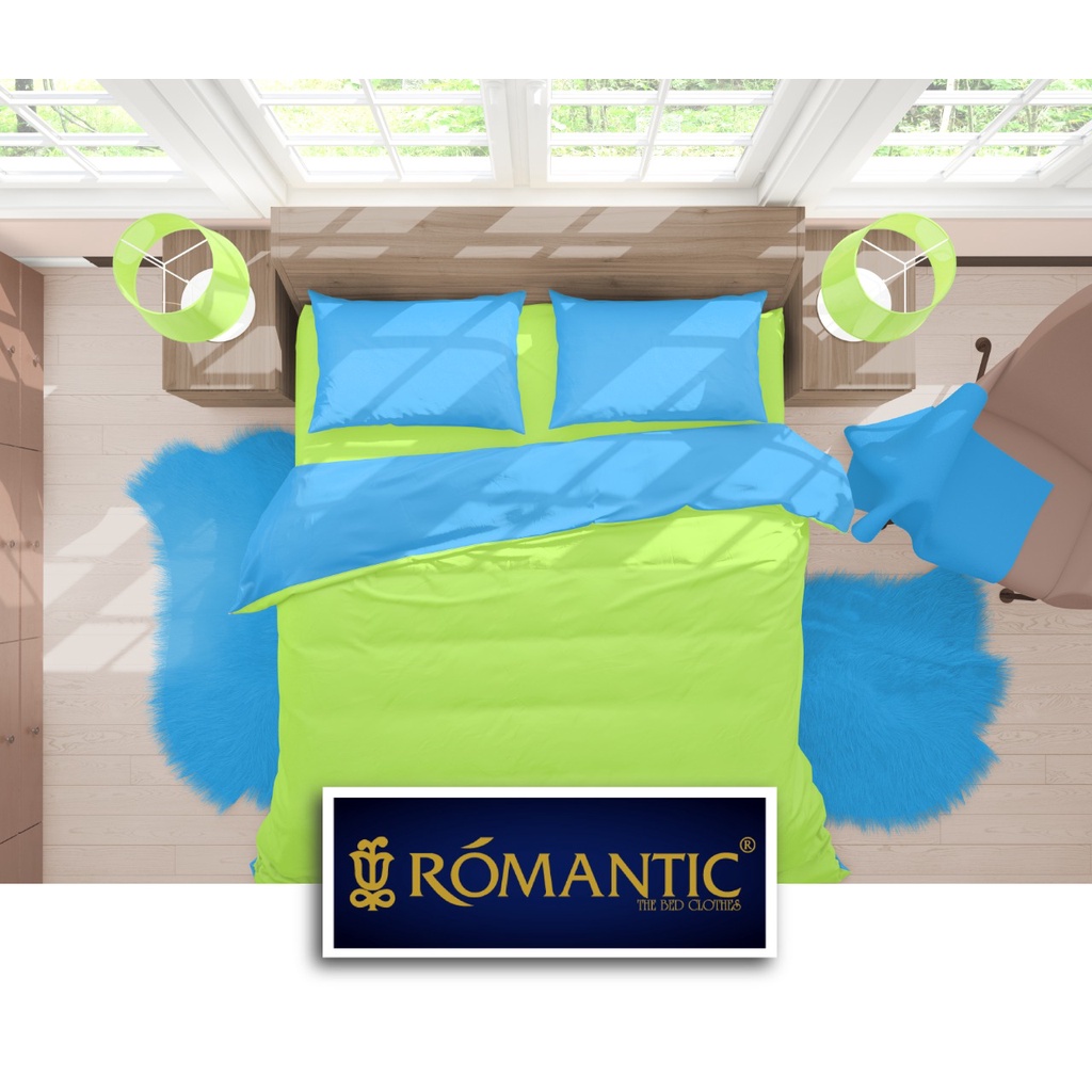 Two Tone Bedcover ROMANTIC Green x Blue aesthetic Bandung