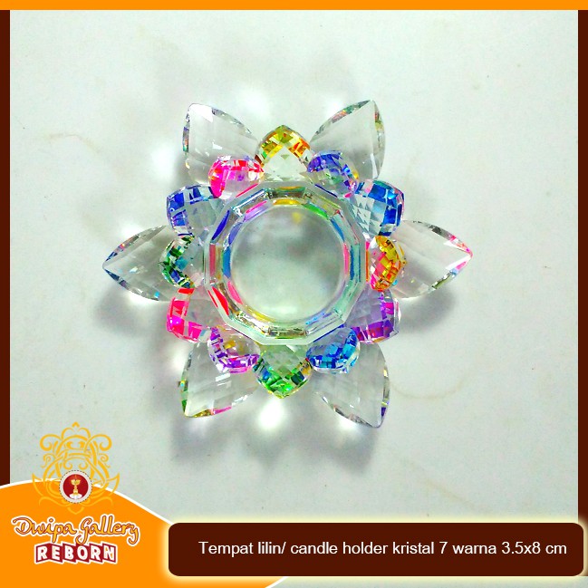 Tempat lilin/ candle holder kristal 7 warna 3.5x8 cm