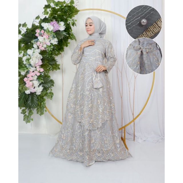 Kebaya Gamis Tingkat Runcing Modern / Kebaya Gamis Pesta Mewah / Gamis Bridesmaid / Gamis Brukat Modern