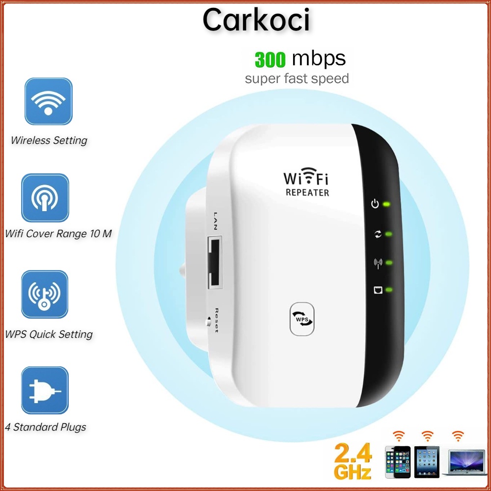 300Mbps Wireless Wifi Repeater, Signal Extender Router, Amplifier dan 2.4G Booster