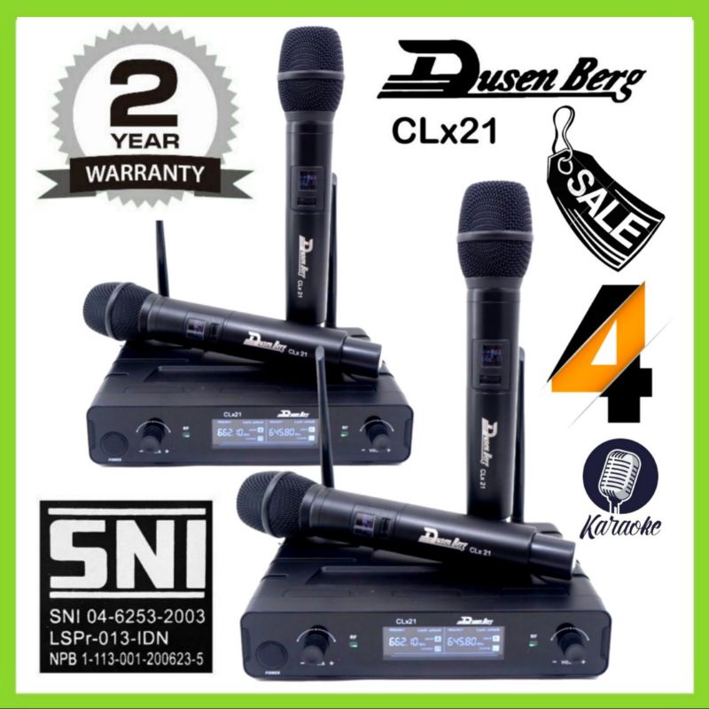 4 Microphone Wireless DUSENBERG CLx21 Mic Karaoke ,Mc, Pidato - ( Harga Grosir )