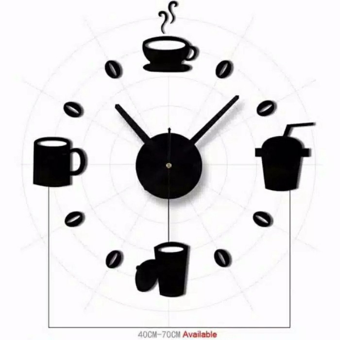 Jam Dinding Dekorasi Model Kopi DIY Coffe Big Wall Clock Grosir