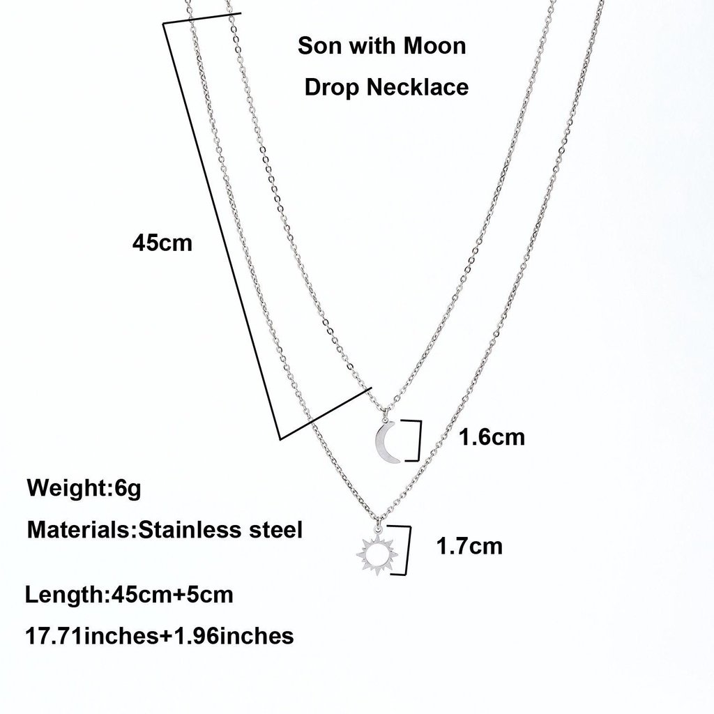 Top Moon Sun Necklace Hadiah Wanita Pria Kalung Klavikula Hari Valentine