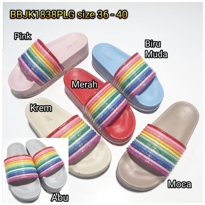 jelly sandal wanita bara bara slop slide import barabara cewek BBJK1838PLG