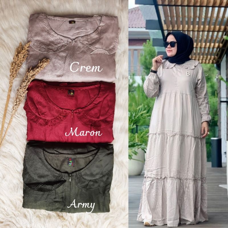 TERLARISS!!! GAMIS RAYON SUSUN MODEL KERAH REMPEL