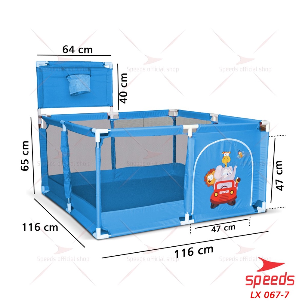 SPEEDS Kolam Mandi Bola Keranjang Mandi Bola Mainan Tenda anak Playpen 067-8-BIRU-7