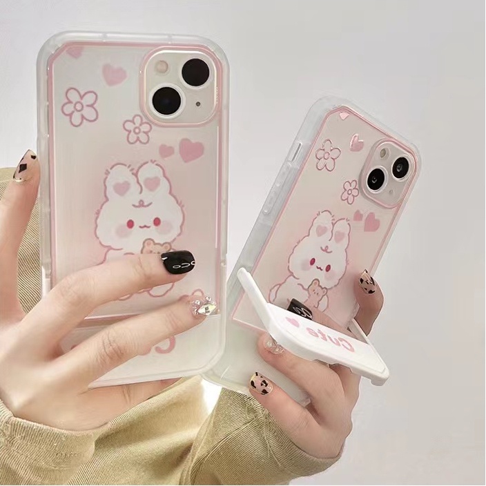 Soft Case TPU Transparan Motif Kelinci Untuk iPhone 13 13pro mini 12promax SE2020 11 Pro MAX 6S 7 8 Plus X XS XR