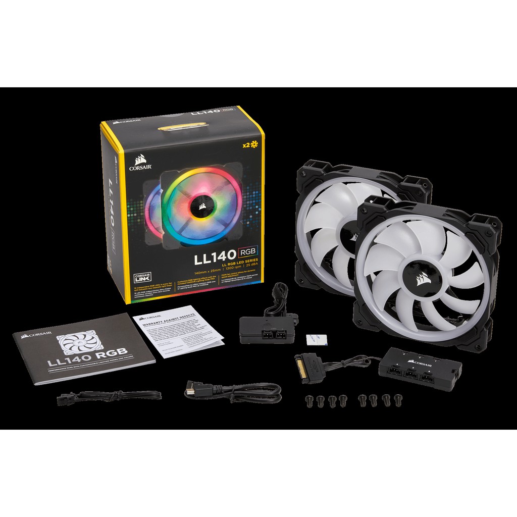 Coolerfan Corsair LL140 RGB (Twin Pack) - With Lighting Node PRO - 14CM Fan